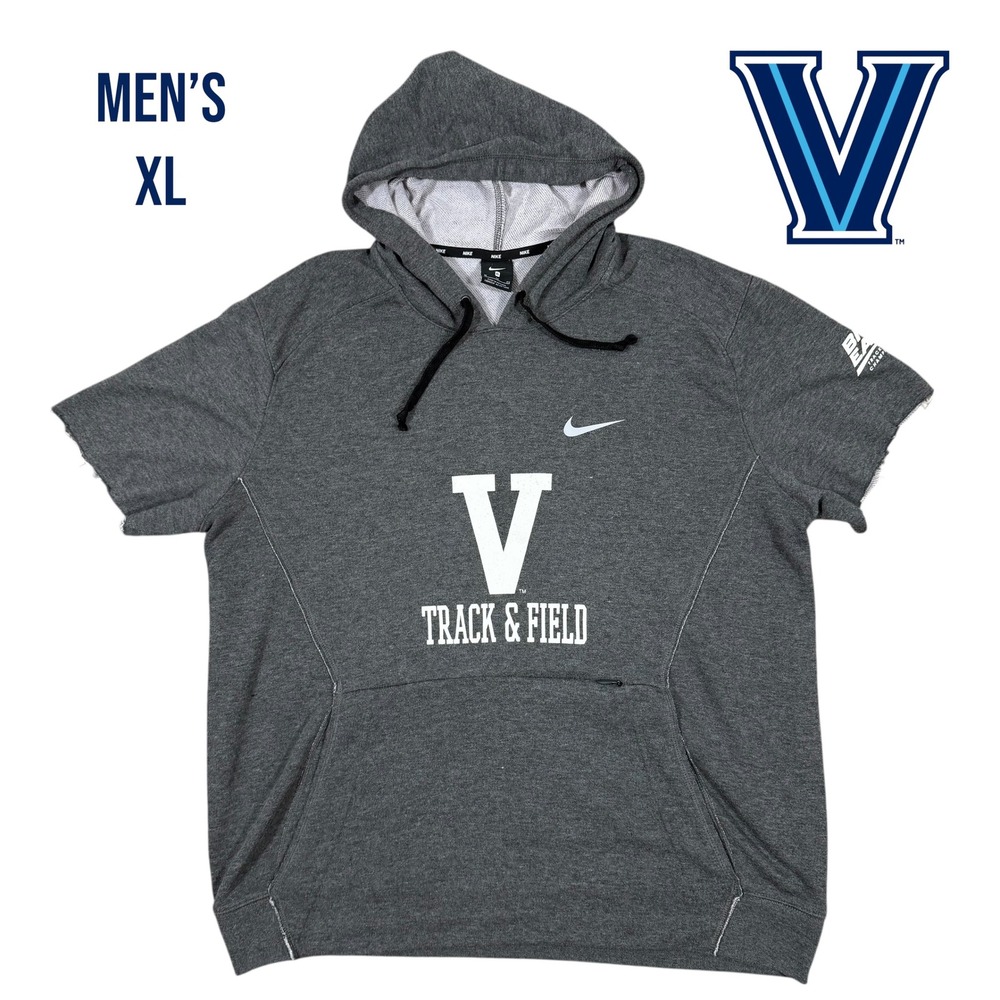 Nike Villanova Track & Field Hoodie Men's XL Gray Short Sleeve Big East Rare Gym